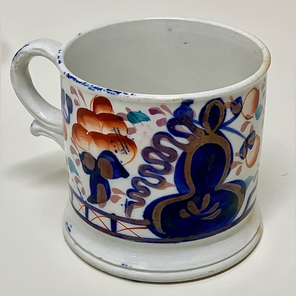 19th Century Antique Gaudy Welsh Oyster Pattern Hand Painted Staffordshire Mug - Picture 9 of 16